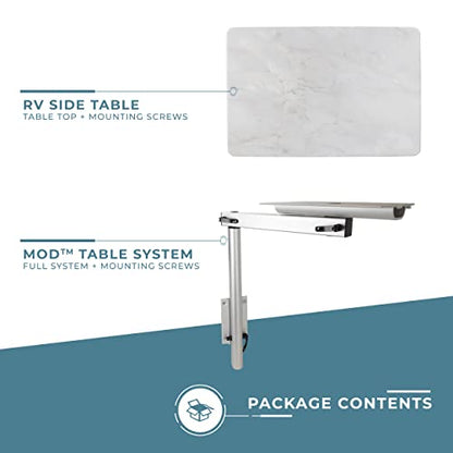 Manufacturers' Select ITC RV Side Table with MOD Table Leg System (Roman Marble Table Top w/Silver Table Leg) - color: Roman Marble Table Top W/ Silver Table Leg