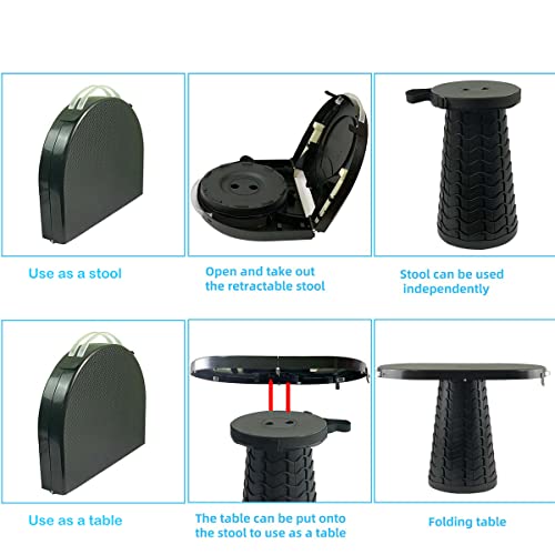Portable Folding Table and Stool 2 in 1, Lightweight Collapsible Table for Camping Picnic Beach, Small Foldable Table for Party