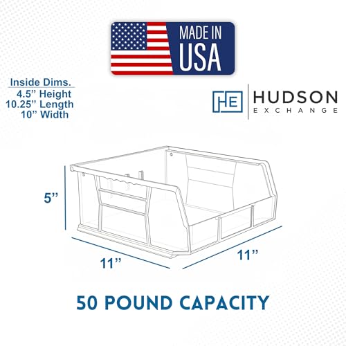 HE HUDSON EXCHANGE 11" x 11" x 5" (3 Pack) Plastic Stackable Storage Bin, Clear - color: Clear, size: 3 Pack