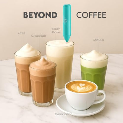 Zulay Kitchen Powerful Milk Frother Wand - Handheld Stainless Steel - Battery Operated Drink Mixer for Coffee, Lattes, Cappuccino, Matcha - Froth Mate Frother Gift - Cool Tide - color: Cool Tide, size: Classic Froth Mate