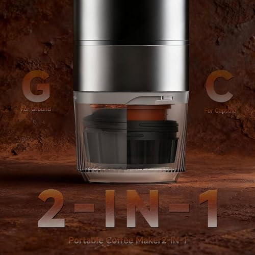 Portable Coffee Maker, Removable 7500mAh Battery, 20Bar High-Pressure Fast Extraction, USB Charging, Stand & Carry Bag, Supports Coffee Grounds & NS Pods, Ideal Camping Makers for Travel