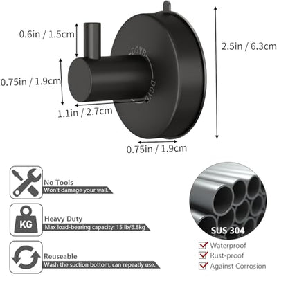 DGYB Suction Cup Hooks for Shower 2 Packs Black Towel Hooks for Bathrooms Wall Robe Loofah Hook for Hanging - color: NEW-Black 2Pcs