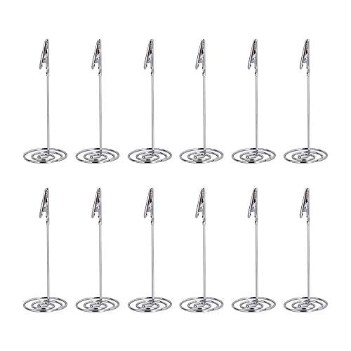 Artliving 12pcs Place Card Holder Memo Holder Clip Photo Holder Table Number Holder Sliver - color: Silver