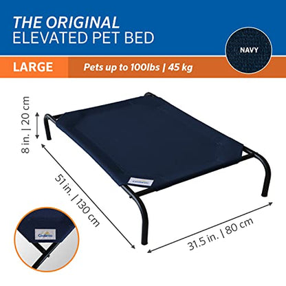 Coolaroo Original Elevated Dog Bed - Breathable Off-The-Ground Pet Bed with Cooling Fabric, Joint Relief & Moisture-Resistant Fabric, 100% Recyclable, Easy Clean, Navy Blue, Large - color: Navy Blue, style: Large Dog Bed