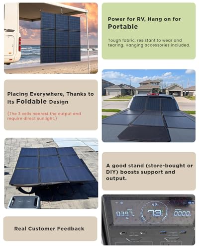 LVYUAN 400W Portable Solar Panel, 36V Foldable Blanket Solar Panel IP64 P-PERC, Upgraded 23% Efficiency for Solar Power Station Generator for Outdoor Camping Backpacking Hiking, 22 Pounds - size: 400 Watt Portable Solar Panel