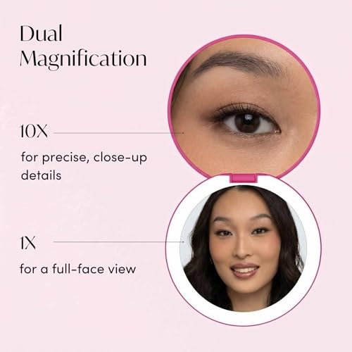 Fancii Taylor Compact Travel Mirror with Light, Rechargeable, 10x /1x Magnifying, 3 LED Light Settings - Best for Makeup, On The Go Touch-Ups, (Magnolia Burst) - color: Magnolia Burst