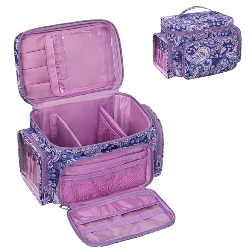 Bagmoly Large Makeup Bag, Portable Travel Makeup Bag Organizer for Women Girls with Makeup Brush Compartment & Two Side Pockets, Cosmetic Travel Bag Vertical Storage Toiletry - Purple - color: 06-Purple, size: Medium