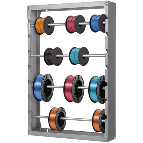 tonchean Wall Mount Wire Spool Rack, Cold-Rolled Steel Cable Dispenser with 4 Adjustable Rods, Heavy Duty Wire Holder Roller for Electrical Work, Industrial & Retail Display Organization