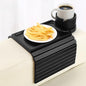 SINWANT Couch Cup Holder Tray,Foldable Sofa Arm Clip on Tray Table with 360° Rotation Cup Holder,Bamboo Anti-Slip Couch Armrest Table for Coffee Cup,Water Bottles,Mug,Snacks,Remote on Large Armrest - color: Black