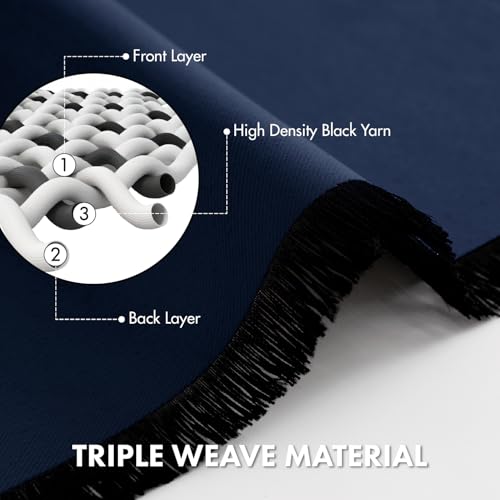 MIULEE Blackout Curtains 4 Panels Sets Navy Blue 63 Inch Length, Top and Bottom Rod Pocket Room Darkening Curtains for Bedroom Windows, 4 Pack Solid Thermal Insulated Light Blocking Curtain Drapes - color: Navy Blue, size: 40"W x 63"L (Pack of 4)