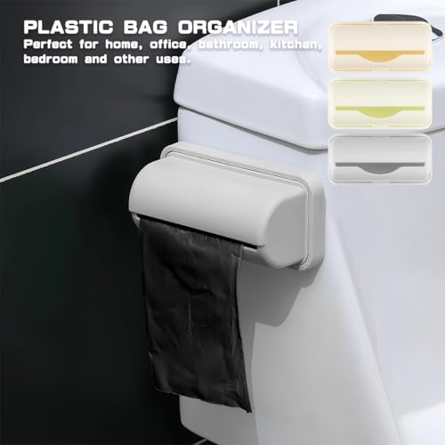 3Pcs Plastic Bags Storage Box Garbage Bag Container Wall Hanging Trash Bag Holder Rubbish Pouch Organizer Wall Adhesive Mount Plastic Bag Collection Box