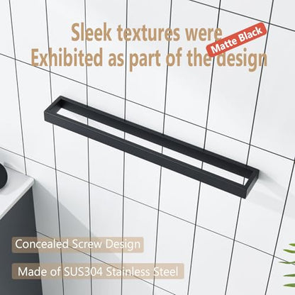 KOKOSIRI Towel Bar Matte Black Bath Towel Holder 20-Inch Kitchen Rack Stainless Steel for Bathroom Hardware Wall Mounted, 1 Pack B4008BK-L20 - color: Matte Black, size: 20-Inch