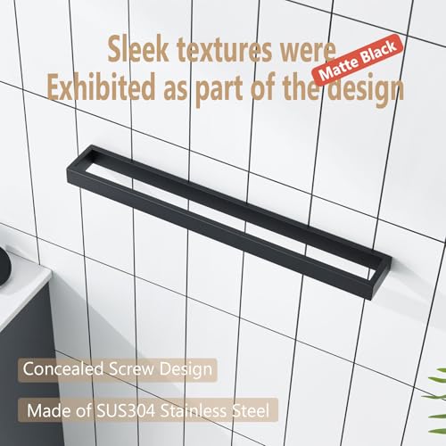 KOKOSIRI Towel Bar Matte Black Bath Towel Holder 24-Inch Kitchen Rack Stainless Steel for Bathroom Hardware Wall Mounted, 1 Pack B4008BK-L24 - color: Matte Black, size: 24-Inch