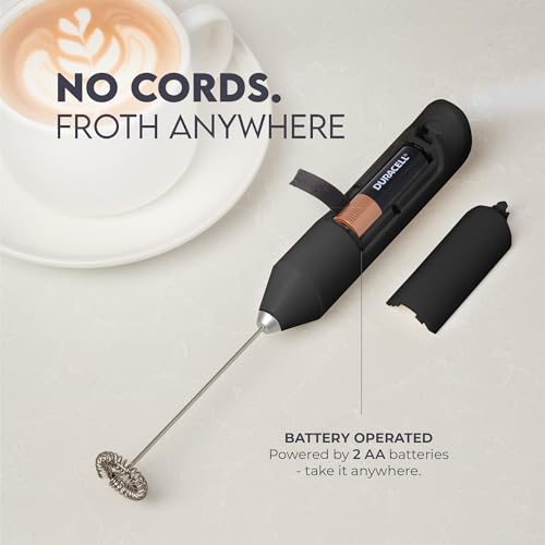 Zulay Kitchen Powerful Milk Frother Wand - Handheld Stainless Steel - Battery Operated Drink Mixer for Coffee, Lattes, Cappuccino, Matcha - Froth Mate Frother Gift - Midnight Black - color: Midnight Black, size: Classic Froth Mate