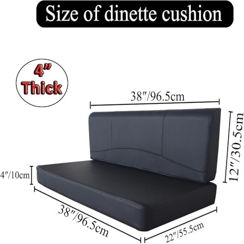 RV Dinette Cushions Replacement with Momery Foam Camper Seat Couch Cushion Travel Trailer Bed (Black, 38″) - size: 38″