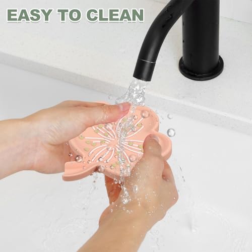 uxcell Silicone Soap Dish with Drain Spout, Portable Self Draining Flower Shape Soap Saver Holder for Bathroom Kitchen Sink, Green - color: Green