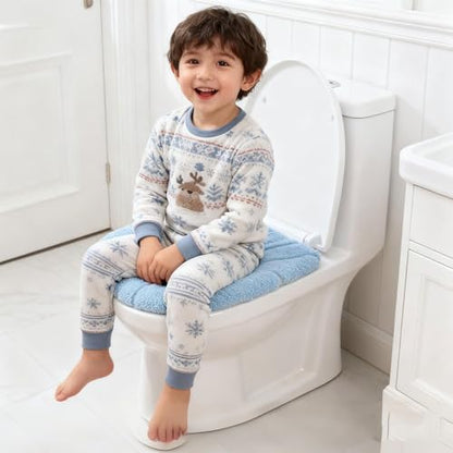Bathroom Soft Thicker Warmer Stretchable Washable Cloth Toilet Seat Cover Pads 3PCS - color: 3color