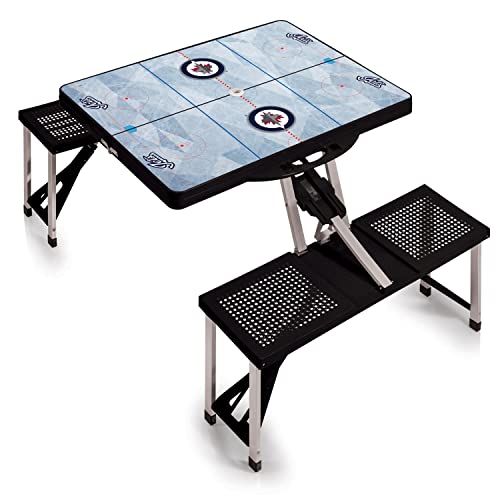NHL Pittsburgh Penguins Portable Folding Picnic Table with Seating for 4 - color: Black