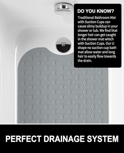 OTHWAY Bathtub Mat Non Slip, 39X16 inch Bath Mat for Tub, Machine Washable Bath Tub Mats with Reverse Suction Cups, Comfortable Rubber Bathtub Mat for Bathroom (Dark Grey) - color: B-dark Grey