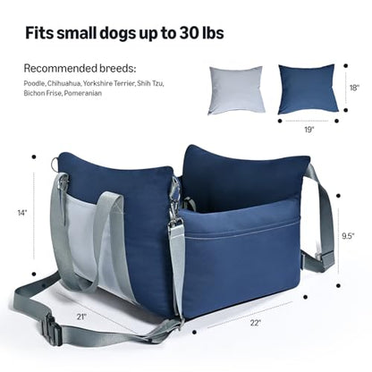 Amazon Basics Dog Car Seat, Pet Booster Car Seat for Small Medium Dogs, Outdoor Carrier Bed for Travel with Leash & Washable Cover - color: Blue