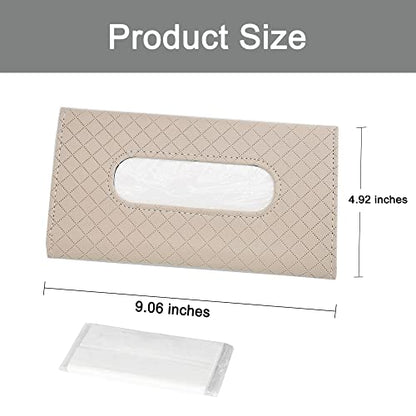 Car Sun Visor Tissue Holder, Car Napkin Holder, Premium PU Leather, Mask Holder for Sun Visor Vehicle, with Tissue Refill, Beige - color: Single-beige