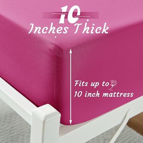 VACVELT Cot Fitted Sheet, 31 x 75 Inch Hot Pink Cot Sheets, Ultra Soft and Breathable Microfiber Bed Cover Snug Fit for Narrow Twin/RV Bunk/Camper Bunk/Guest Beds/Trifold Mattress - color: Hot Pink