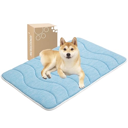 MICROCOSMOS 0.8" Thick Cooling Dog Foam Pad & Summer Pet Sleeping Mat, Machine Washable, Materials Safe, Portable Flat Pet Bed for Dogs.(Sky Blue, 36" x 23") - color: Sky Blue, size: 36"L x 23"W x 0.8"Th