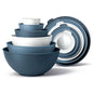 COOK WITH COLOR Mixing Bowls with Lids - 12 Piece Plastic Nesting Bowls Set includes 6 Prep Bowls, Microwave Safe Mixing Bowl Set, Blue and White TPR Lids - color: Blue and White TPR Lids