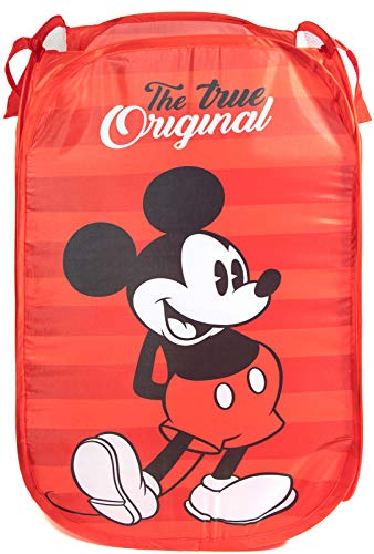 Disney Mickey Mouse Kids Pop Up Laundry Hamper - Collapsible Mesh Basket with Handles, Foldable Storage for Bedroom and Toys - Jay Franco (Officially Licensed Disney Product) - color: Mickey Mouse - Red