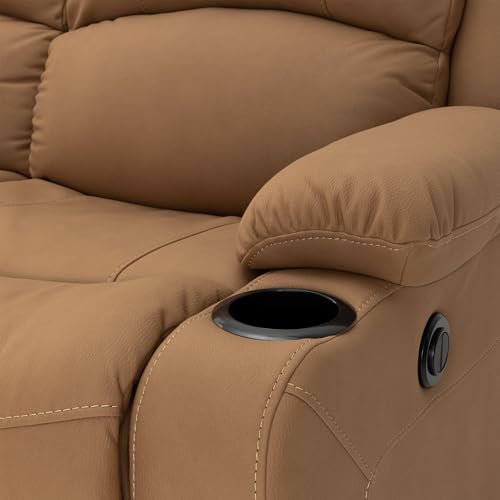 Camper Comfort 58" Wall Hugger Reclining RV Theater Seats | Double Recliner RV Sofa | RV Couch | Wall Hugger Recliner | RV Theater Seating | RV Furniture (Powered, Sand) - color: Sand, style: Powered