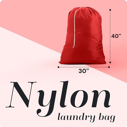 Handy Laundry Nylon XL - Large Capacity with Locking Drawstring, Machine Washable, Fits Laundry Baskets or Hampers, Holds 3 Loads of Clothes - Red (Pack of 2) - color: Red