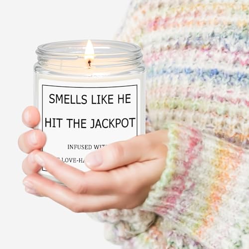Bridal Shower Gifts for Bride, Bride to Be Engagement Gift for Couples Women, Funny Wedding Lavender Candles - style: JACKPOT