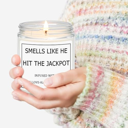 Bridal Shower Gifts for Bride, Bride to Be Engagement Gift for Couples Women, Funny Wedding Lavender Candles - style: JACKPOT