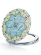 OMIRO 1X/10X Compact Magnifying Mirror, Unique Painting Pocket Mirror with Classical PU Leather (Round, Green Flower Mandala) - color: Green Flower Mandala