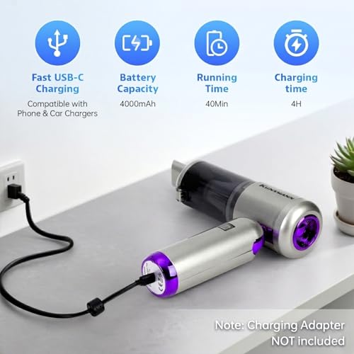 Bug Vacuum Catcher, Mini Handheld Car Vacuum Portable Cordless, 180° Foldable, 17KPa Powerful Suction, Rechargeable Cleaner for Insects, Spiders, Home, Travel & Garden, AeroVac Car Vacuum V15 Pro