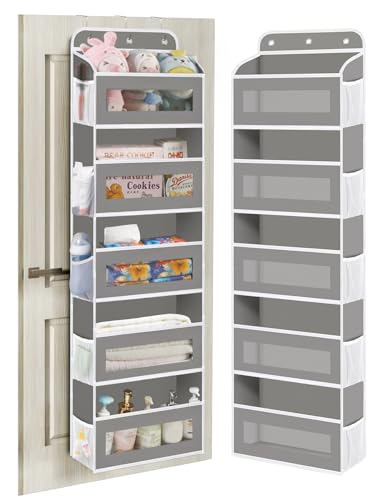 KYEVIS Over The Door Organizer, 5 Shelves Closet Door Hanging Organizer with 10 Mesh Pockets, Nursery Closet Organizer, Baby Essentials, Dorm Room Essentials for Girls - color: B Light Gray, size: 1 Pack