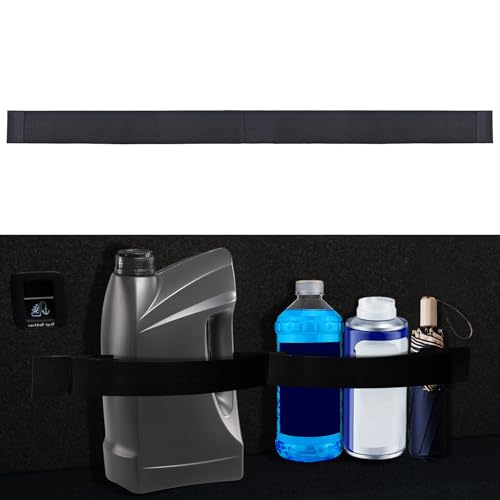 Elastic Car Trunk Organizer Straps with Hook and Loop Tape, SUV Trunk Storage Organizer Straps, Organize the Cluttered Trunk Keeps Items from Rolling Around for Sedan RV Van (31.4 Inch+2Pocket) - color: 80CM