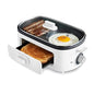 GreenLife 3-in-1 Breakfast Maker Station, Healthy Ceramic Nonstick Dual Griddles for Eggs Meat Sausage Bacon Pancakes and Breakfast Sandwiches, 2 Slice Toast Drawer, Easy-to-use Timer, White - color: White