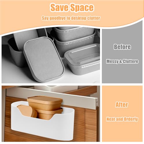 4Pcs Kitchen Cabinet Door Organizer, Adhesive Mount Inside Cabinet Door Storage, Under Sink Hanging Storage Basket for Kitchen Bathroom RV Office Garage Craft Room(White)