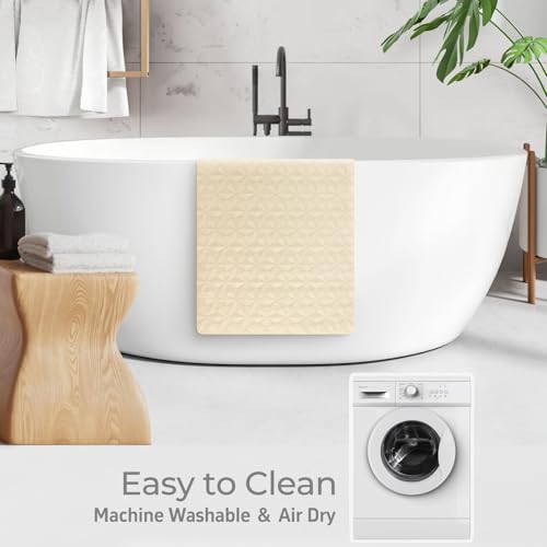 Non Slip Bathtub Mat for Bath Tub Shower - Natural Rubber Mat with 241 Suction Cups - Soft Bathroom Safety Mat - Unique Diamond Pattern - Fatigue Relief - Machine Washable - 16 × 28 Inch - color: Beige, size: 28" x 16" (Rectangular)