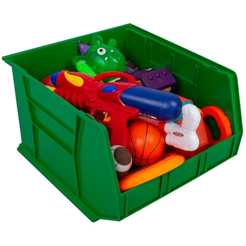 Akro-Mils 30270 AkroBins Plastic Storage Bins, Space-Saving Stackable Bins for Garage, Pantry, Craft Organization, 18" x 16" x 11", Green, 3-Pack - color: Green