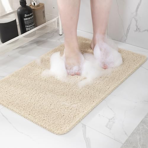 Hargiis Non Slip Bathtub Mat, Anti Slip Shower Mat, Quick Drying Bath Tub Mats, Foot Scrubber Mat, Anti Slip Mat for Tub, Floor, Bathroom, Home, Kitchen, Hotel (Beige 32"x17") - color: Beige, size: 32" x 17" (Rectangular)