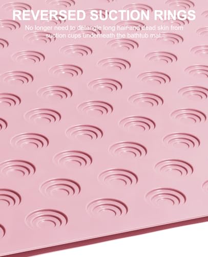 OTHWAY No Suction Cup Bath Mat: 39x16inch Extra Long Bathmat│Perfect for Refinished Bathtub Mat│Made of Nature Rubber│a Blessing for The Elderly and Children (Pink) - color: G-pink