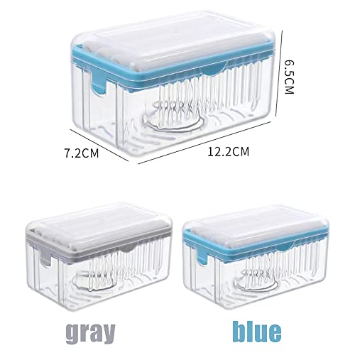 ZINC WEALD Foaming Soap Box, Automatic Soap Dish with Rollers, 2 in 1 Multifunctional Soap Holder for Shower, Bathroom, Kitchen, Blue, Gray