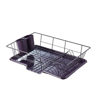 Space-Saving 3-Piece Dish Drainer Rack Set: Efficient Kitchen Organizer for Quick Drying and Storage - Includes Cutlery Holder and Drainboard - Maximize Countertop Space, Eggplant Purple - color: Eggplant Purple