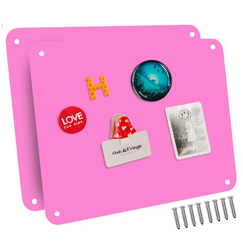 9 inches x 6.5 inches Stainless Steel Plate for Magnets, 3M Adhesive Back, Mounting Screws, Ideal for Magnetic Shelf, Spice Holders, Fridge Magnets. Mount Anywhere! (Pink, 2 Pack) - color: Pink, size: 2 PACK