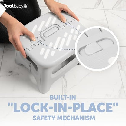 Lock 'n Step 8.6” Folding Step Stool for Toddler Potty Training, Holds Adults up to 200 lbs – Safety Lock Prevents Pinching - Jool Baby | Slip-Resistant Surface for Toddlers & Adults – Holds Up to 200 lbs