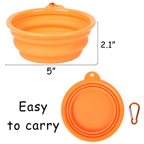 PROLOSO 9 Pcs Collapsible Dog Bowl Foldable Expandable Silicone Cup Dish for Pet Cat Food Water Feeding Portable Travel Bowl with Carabiner