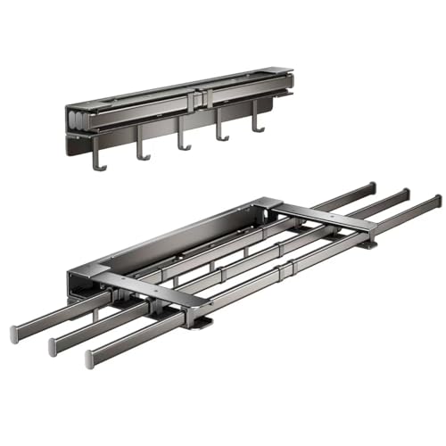Clothes Drying Rack Foldable,Pool Towel Rack Outdoor | 41" Aluminum Wall Mount Retractable with 5 Hook
