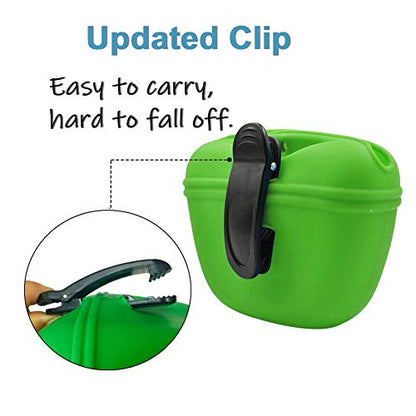 RoyalCare Silicone Dog Treat Pouch-Small Training Bag-Portable Dog Treat Bag for Leash with Magnetic Closure and Waist Clip[US Design Patent] - color: dark green